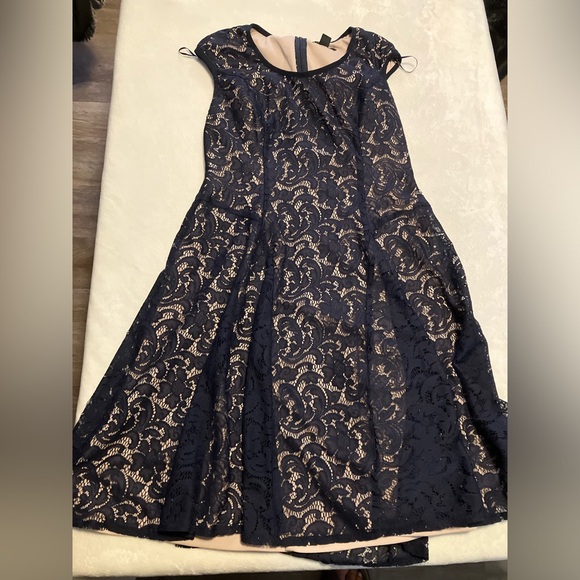 Liz Claiborne Dresses & Skirts - Black lace dress with nude background